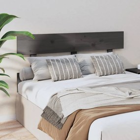 szürke tömör fenyőfa ágyfejtámla 124x3x81 cm