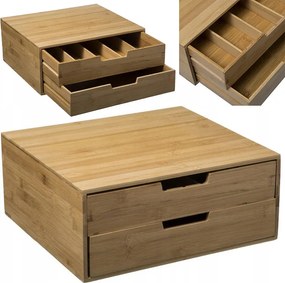 Konyhai Rendszerező Kávékapszula Polc 2 Fiókos Bambusz Tároló