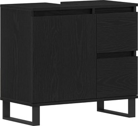 vidaXL Fürdőszobai mosdószekrény Fekete tölgy 65 x 33 x 60 cm Faanyag