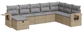 vidaXL 8 részes bézs polyrattan kerti ülőgarnitúra párnával