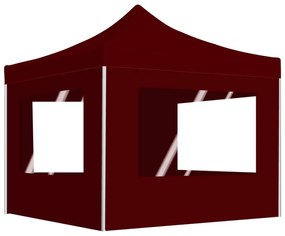 bordó összecsukható alumínium rendezvénysátor falakkal 3 x 3 m