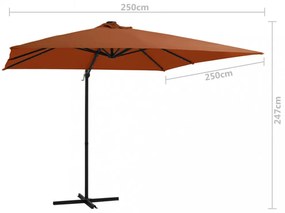 terrakotta konzolos napernyő LED-világítással 250 x 250 cm