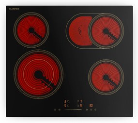 Klarstein Victoria üvegkerámia főzőlap, 4 zóna, Elegáns, időtálló, 6600 W, 60 cm