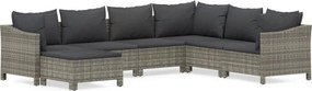 vidaXL 7 részes szürke polyrattan kerti ülőgarnitúra párnákkal