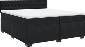 vidaXL fekete bársony rugós ágy matraccal 200x200 cm