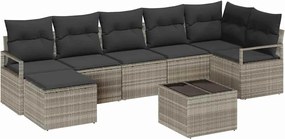 vidaXL Kanapé Szett párnával 9 pcs Világosszürke polirattan
