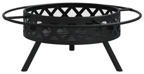 acél XXL méretű tűztál piszkavassal 70 cm