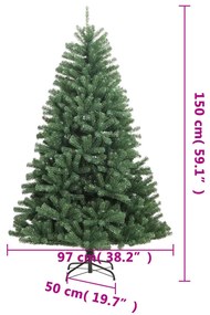 zöld csuklópántos műkarácsonyfa állvánnyal 150 cm