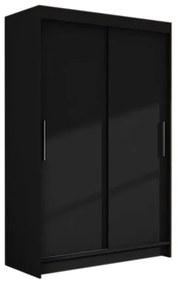 Tolóajtós Ruhás szekrény FLORIA I, 120x200x58, fekete mat