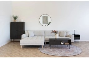 Kyoto polcos szekrény, 2 ajtós, tölgyfa furnér, füstölt, fekete fém lábak 80x40x130 cm