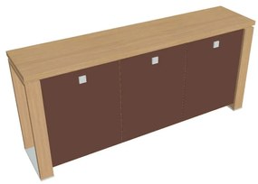 Verno+ S alacsony szekrény 200 x 46 x 90 cm, üvegajtó, világos tölgy / barna