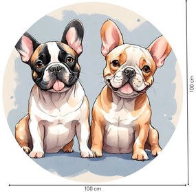 PIPPER. Kör alakú falmatrica "Francia bulldogok" Méret: 100cm