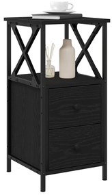 Éjjeli szekrények 2 db Fekete tölgyből 34x35,5x70 cm Mérnöki fa