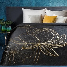 Tervező ágytakaró LOTOS fekete arany motívummal