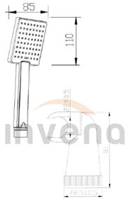 Invena Patras, 1 pontos kézizuhany készlet, fekete matt, INV-AU-31-M04-G