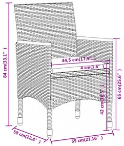 vidaXL 5 részes fekete polyrattan kerti étkezőgarnitúra
