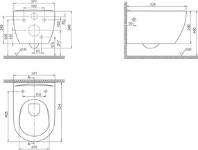 CeraStyle CITY fali WC - MATT SZÜRKE - rimless - perem nélküli - rejtett szerelésű