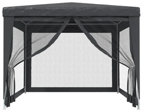 antracit HDPE rendezvénysátor 4 hálós oldalfallal 3x4 m