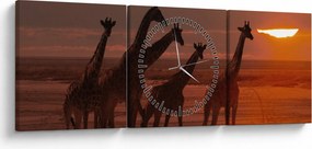 Kép - Zsiráfok az afrikai szavannán (órával) (90x30 cm)
