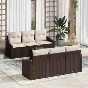 Kerti Kanapé Szett párnával 7 pcs Barna és Krém 55 x 55 x 37 cm