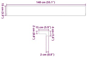 ablakpárkányok 2 db sötétbarna 140x15x2 cm tömör fa tölgyfa