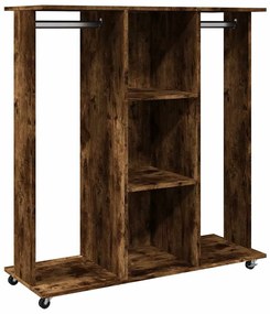 füstös tölgy szerelt fa ruhásszekrény kerékkel 102x38x110 cm