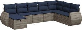 vidaXL 8 részes szürke polyrattan kerti ülőgarnitúra párnákkal