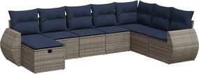 vidaXL 8 részes szürke polyrattan kerti ülőgarnitúra párnákkal