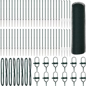 vidaXL Kerítésoszlop Zöld 100 x 0,4 m (13 mm háló) Acél és PVC