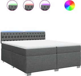 vidaXL sötétszürke szövet rugós ágy matraccal 200 x 200 cm