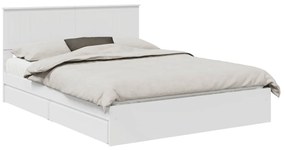 vidaXL Ágykeret fiókkal fejtámlával Fehér 150 x 200 cm Faanyag