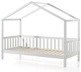 Fehér házikó alakú borovi fenyő gyerekágy kihúzható pótággyal, tárolóhellyel 90x200 cm DALLAS – Vipack