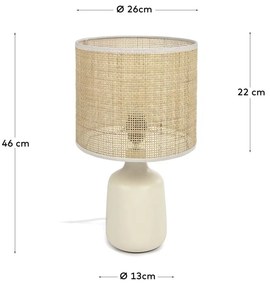 Krémszínű-natúr színű kerámia asztali lámpa (magasság 46 cm) Erna – Kave Home