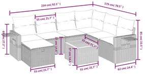 8 részes szürke polyrattan kerti ülőgarnitúra párnákkal