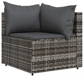 szürke polyrattan kerti sarokkanapé párnákkal
