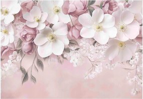 Fotótapéta Virágok Lógó Rózsaszín Beton Falra Hálószoba Nappali 400x280