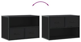 fekete szerelt fa és fém TV-szekrény 60 x 31 x 39,5 cm