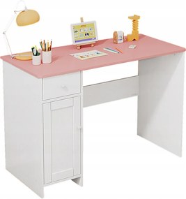 Íróasztal Fehér Fiókos Szekrény Lányoknak Rózsaszín Loft Asztallappal 110 CM