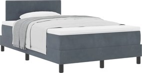 vidaXL Boxrugós ágy matracmal Sötétszürke 120 x 190 cm Bársony