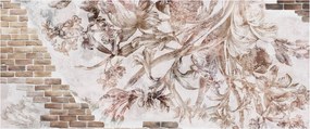 Kép - Virágos freskó téglafalon (120x50 cm)