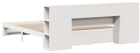 fehér tömör fenyőfa könyvespolcos ágy matrac nélkül 180x200 cm