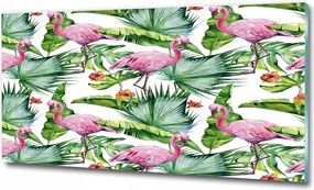 Fotó-üvegkép Flamingók növények 125x50