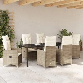 7 részes kertibútor szett párnával bézs poly rattan