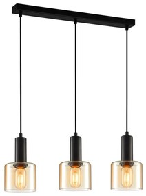 ITALUX PND-65342-3-BK+AMB - Csillár zsinóron SANTIA 3xE27/40W/230V