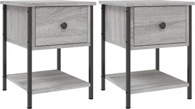 vidaXL 2 db szürke sonoma színű szerelt fa éjjeliszekrény 34x35,5x45cm