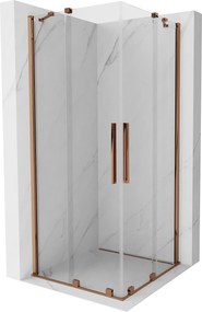 Mexen Velar Duo, zuhanykabin tolóajtóval 100 (ajtó) x 100 (ajtó) cm, 8mm átlátszó üveg, rózsa arany profil, 871-100-100-02-60