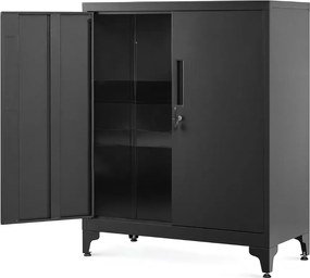 Többcélú fém szekrény RAVEN, 40x80x90 cm, fekete SongmicsHome