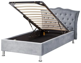 Szürke bársony ágyneműtartós ágy 90 x 200 cm METZ Beliani