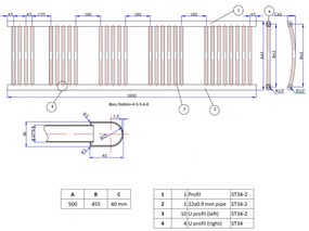 Fekete 500x1800mm törölközőszárítós fürdőszobai radiátor Welland Lux | Készletről | Gyors kiszállítással