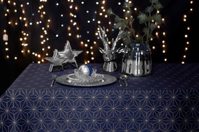 Sötétkék Karácsonyi Asztalterítő Ezüst Mintás 150x150